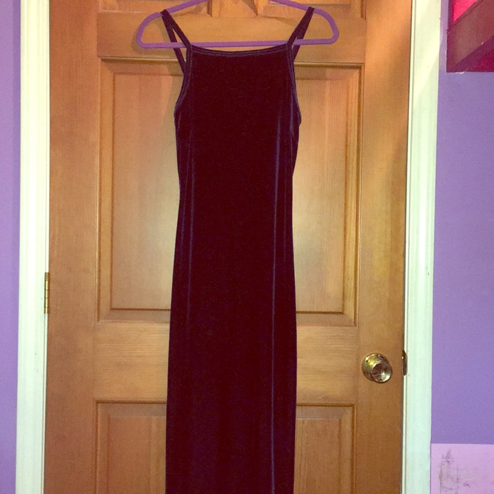 (Velvet look/feel) Dark Blue/Black Maxi Dress